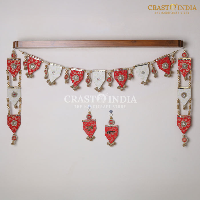 CRASTO INDIA HANDCRAFTED FESTIVE COMBO SET #4 (TORAN, SIDE HANGING AND SHUBH LABH)