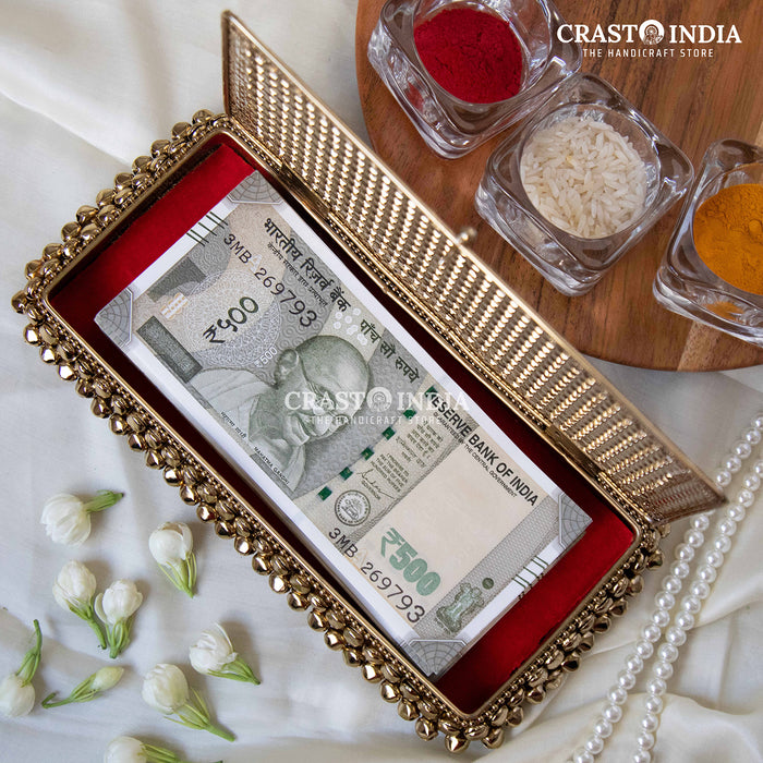 (PACK OF 2 PCS) CRASTO INDIA HANDCRAFTED GHUNGHROO JEWELLERY CASH BOX WITH VELVET