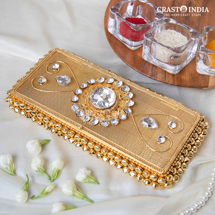 CRASTO INDIA HANDCRAFTED GHUNGHROO JEWELLERY CASH BOX WITH STONEWORK (1 PC)