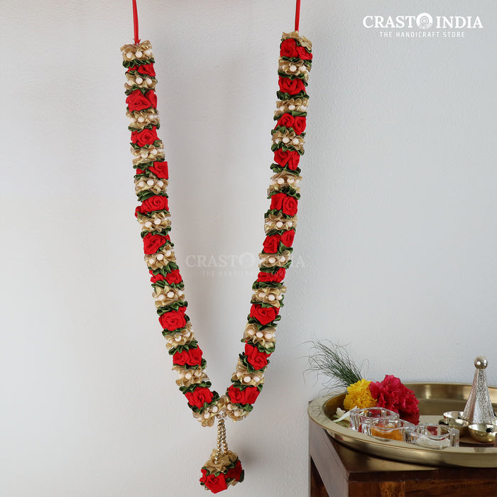 CRASTO INDIA HANDCRAFTED RED VELVET ROSE GARLAND