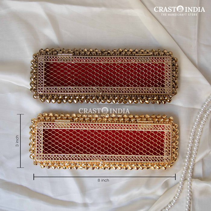 (PACK OF 2 PCS) CRASTO INDIA HANDCRAFTED GHUNGHROO JEWELLERY CHAIN BOX WITH VELVET