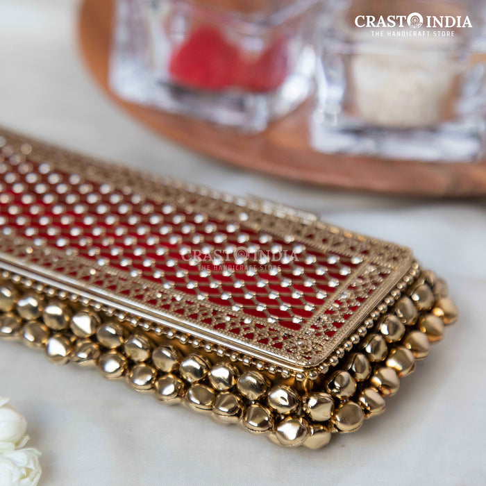 (PACK OF 2 PCS) CRASTO INDIA HANDCRAFTED GHUNGHROO JEWELLERY CHAIN BOX WITH VELVET