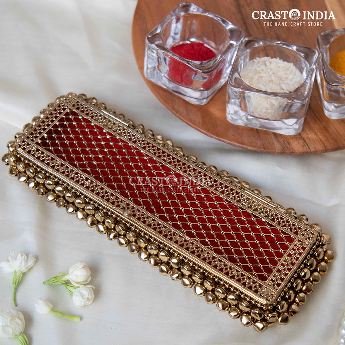 (PACK OF 2 PCS) CRASTO INDIA HANDCRAFTED GHUNGHROO JEWELLERY CHAIN BOX WITH VELVET