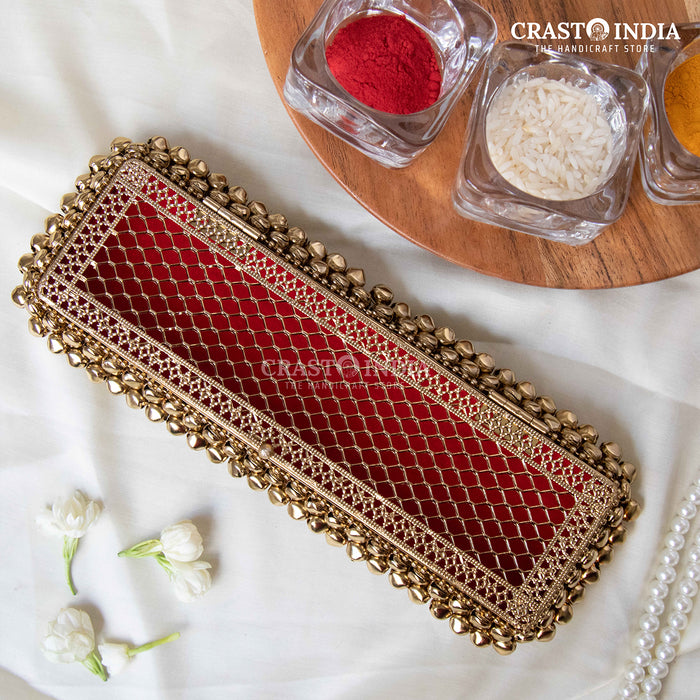 (PACK OF 2 PCS) CRASTO INDIA HANDCRAFTED GHUNGHROO JEWELLERY CHAIN BOX WITH VELVET