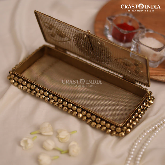 CRASTO INDIA HANDCRAFTED GHUNGHROO JEWELLERY CASH BOX WITH STONEWORK (1 PC)