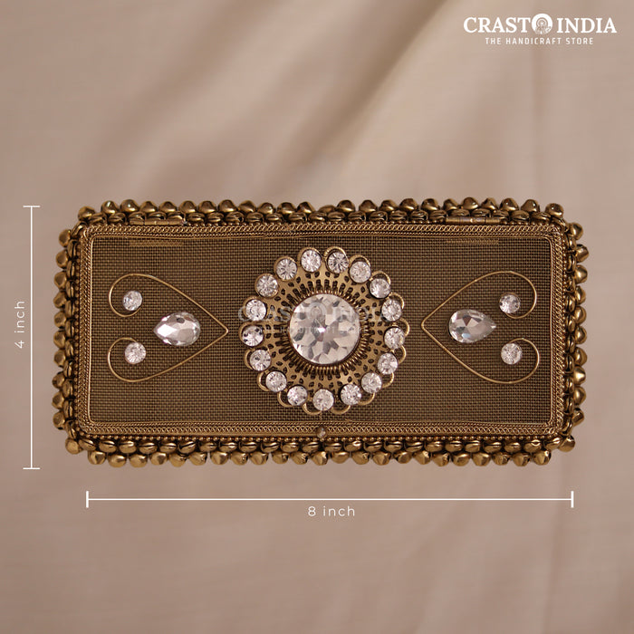 CRASTO INDIA HANDCRAFTED GHUNGHROO JEWELLERY CASH BOX WITH STONEWORK (1 PC)