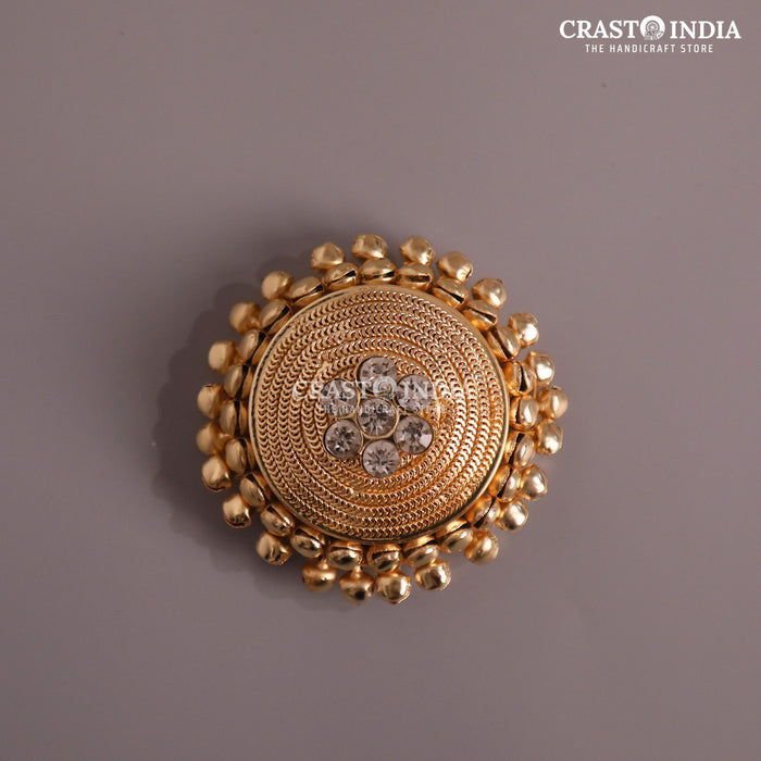 PACK OF 4 PCS - CRASTO INDIA HANDCRAFTED ROUND GHUNGROO JEWELLERY BOX WITH SPIRAL CHAIN WITHOUT HINGE