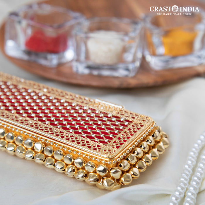 (PACK OF 2 PCS) CRASTO INDIA HANDCRAFTED GHUNGHROO JEWELLERY CHAIN BOX WITH VELVET