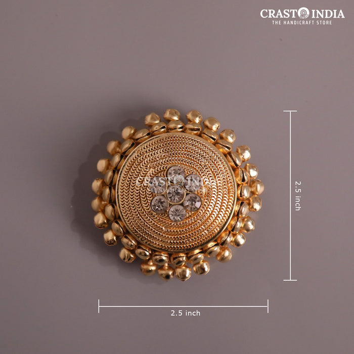 PACK OF 4 PCS - CRASTO INDIA HANDCRAFTED ROUND GHUNGROO JEWELLERY BOX WITH SPIRAL CHAIN WITHOUT HINGE
