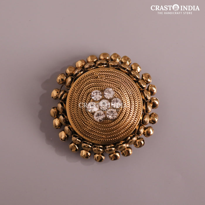 PACK OF 4 PCS - CRASTO INDIA HANDCRAFTED ROUND GHUNGROO JEWELLERY BOX WITH SPIRAL CHAIN WITHOUT HINGE