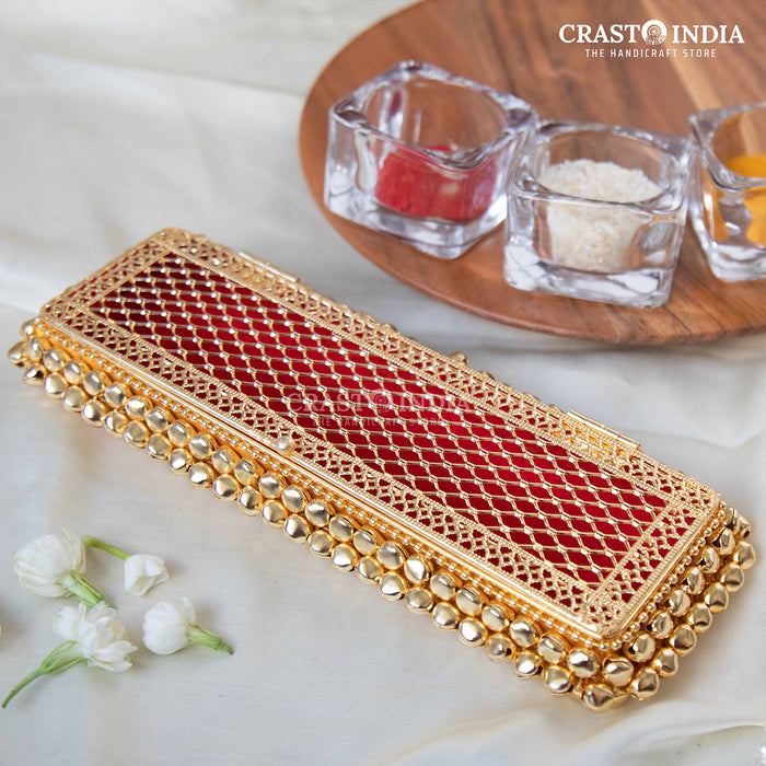 (PACK OF 2 PCS) CRASTO INDIA HANDCRAFTED GHUNGHROO JEWELLERY CHAIN BOX WITH VELVET
