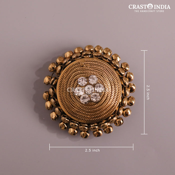 PACK OF 4 PCS - CRASTO INDIA HANDCRAFTED ROUND GHUNGROO JEWELLERY BOX WITH SPIRAL CHAIN WITHOUT HINGE