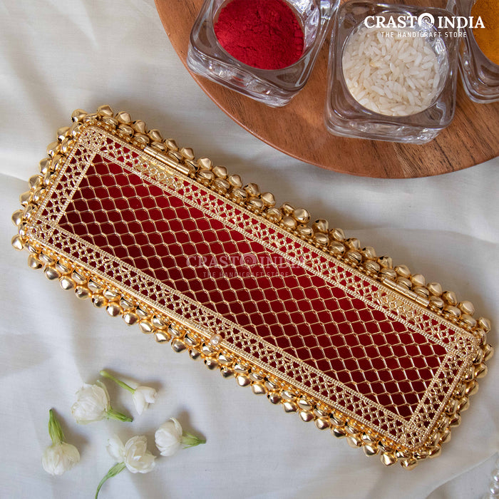 (PACK OF 2 PCS) CRASTO INDIA HANDCRAFTED GHUNGHROO JEWELLERY CHAIN BOX WITH VELVET