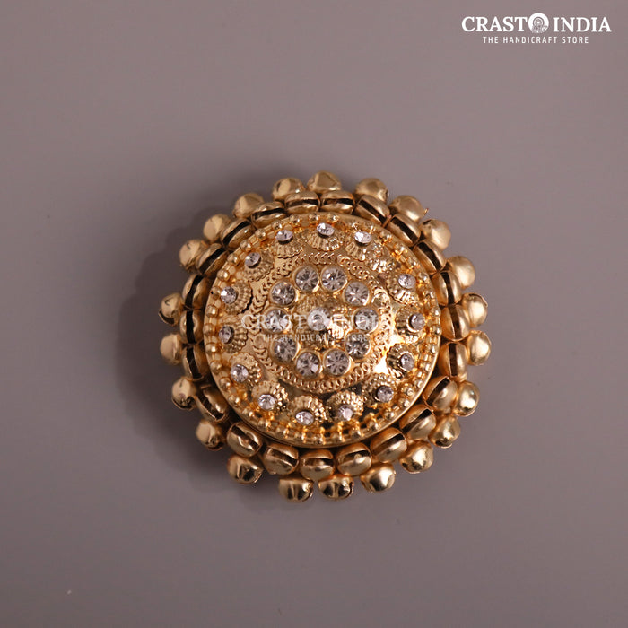 PACK OF 6 PCS - CRASTO INDIA HANDCRAFTED ROUND GHUNGROO JEWELLERY BOX WITH SPIRAL BALL CHAIN WITH STONES WITHOUT HINGE.