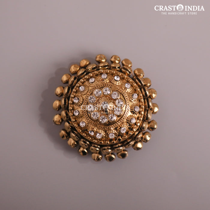 PACK OF 6 PCS - CRASTO INDIA HANDCRAFTED ROUND GHUNGROO JEWELLERY BOX WITH SPIRAL BALL CHAIN WITH STONES WITHOUT HINGE.